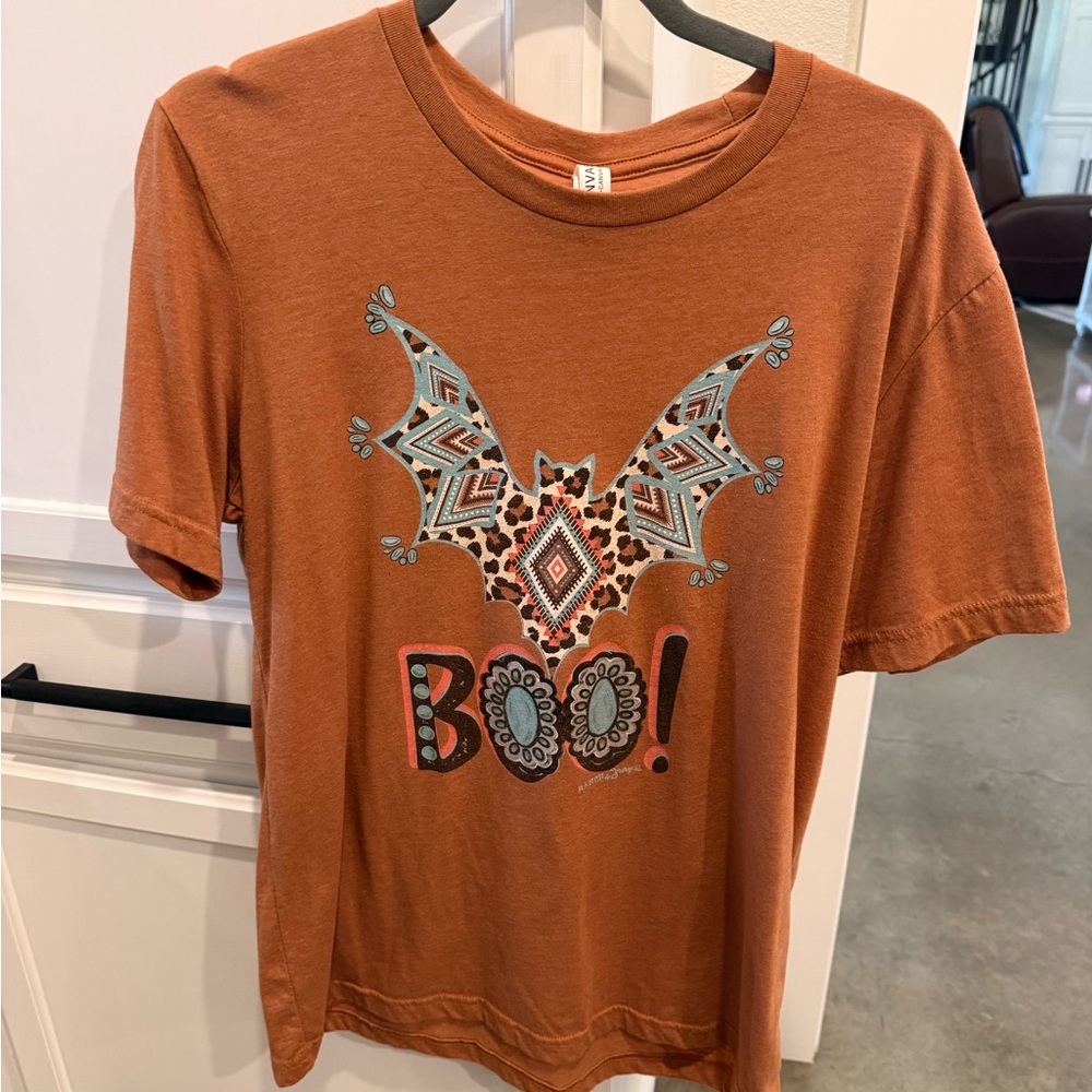 Ladies Halloween Bat Tee - Orange